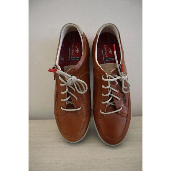 Fluchos 39025 Men's Sz 42 US 9 Cognac Brown Leather ETNA F0148 Sporty Shoes - Picture 2 of 12